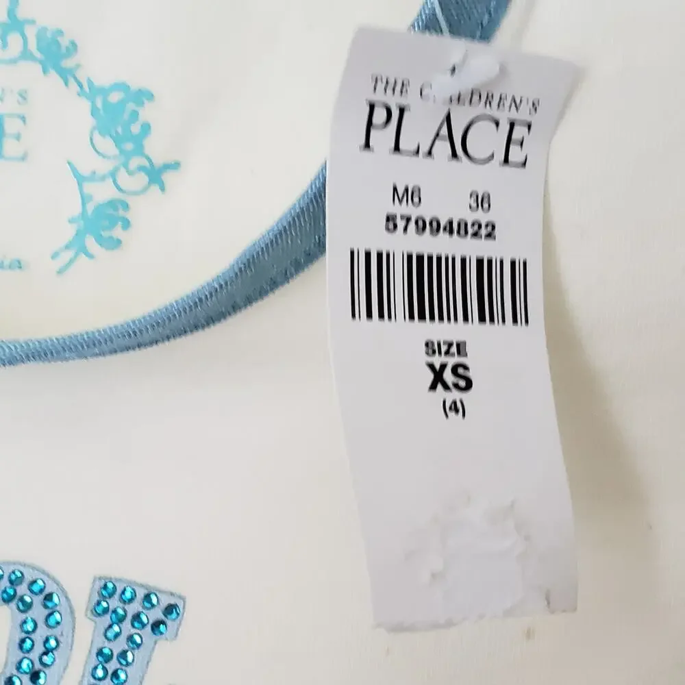 2 FOR $5 SALE Girl's Off White Faux Rhinestone Top Size 4 NWT